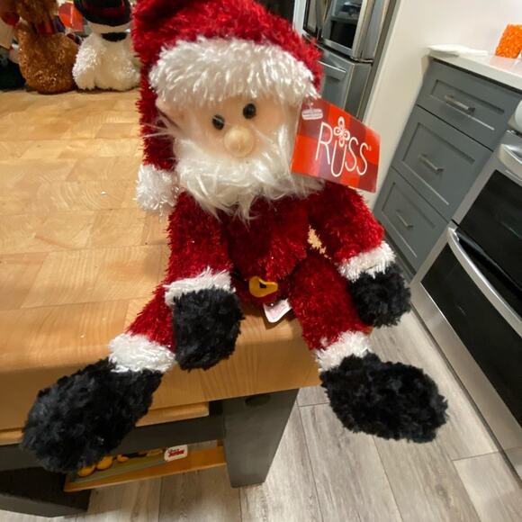 NWT Russ Berrie Glitter Critter Factory Christmas Decor Santa Claus bendable - Picture 2 of 3